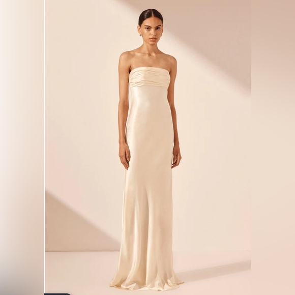 SHONA JOY La Lune Strapless Ruched Bodice Maxi Dress Peony